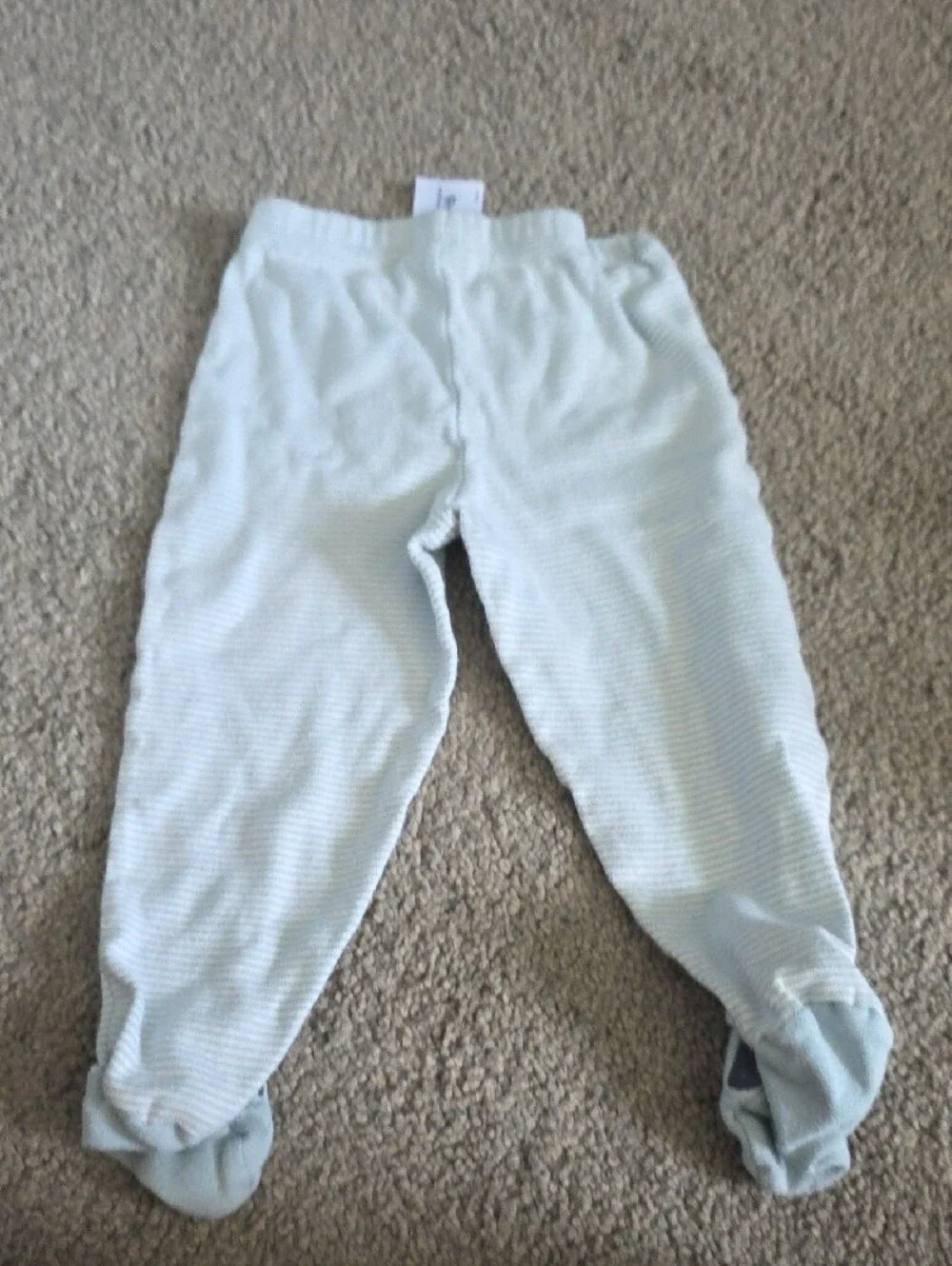 Carter's Light Blue & White Striped Footed Joggers with Puppy Faces